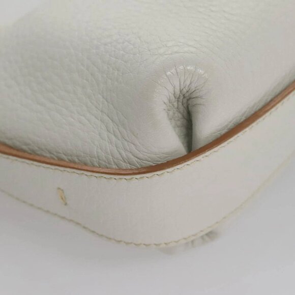Salvatore Ferragamo Shoulder Bag Leather White Auth 105780V